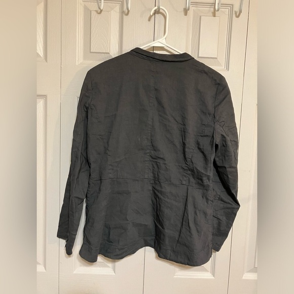 Eileen fisher blazer jacket Sz S Zip Up Linen Blend Charcoal Gray Office Casual - Picture 6 of 7